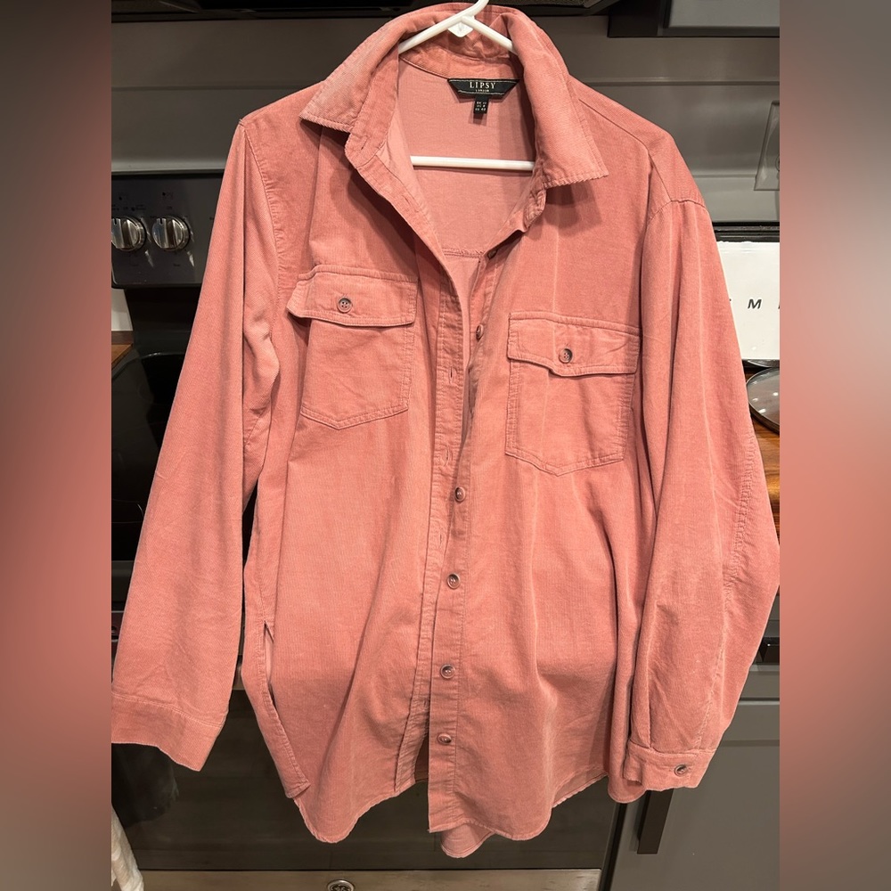 Salmon corduroy, long button up